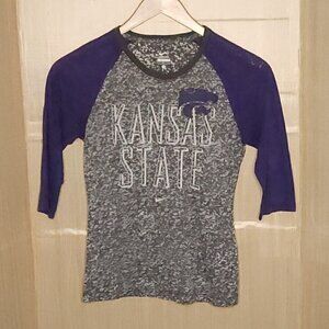 Nike Kansas State University Womens Grey Purple Burnout Top Small